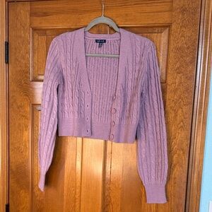 Purple Cable Knit Cardigan